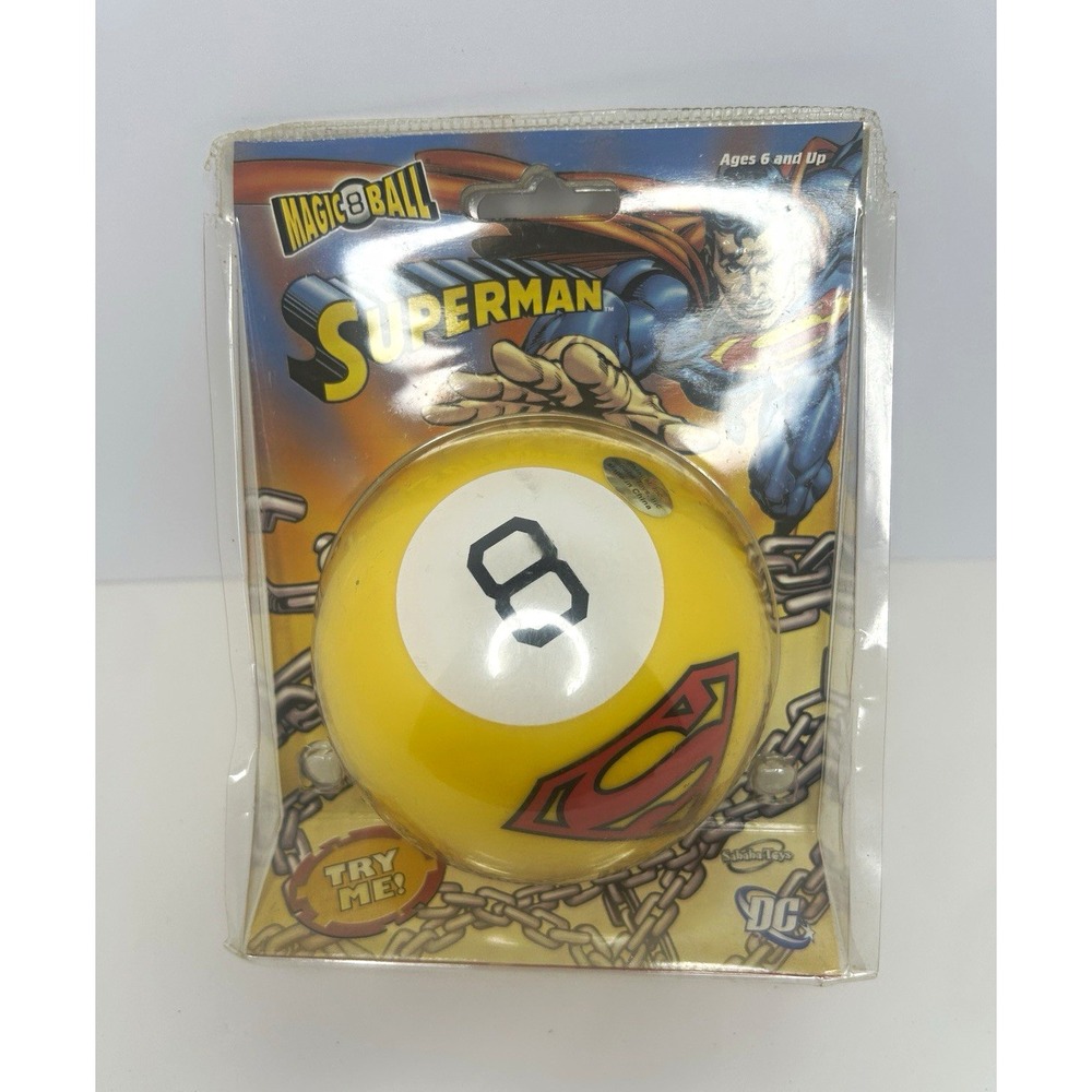 DC Comics Superman Magic 8 Ball Sababa Toys Yellow Novelty Toy Sealed Packaging